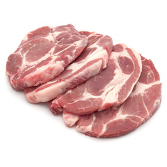 Raw pork chop meat isolated on white background cutout
