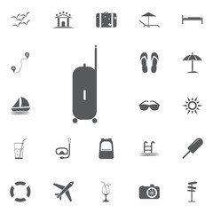 The suitcase icon. Luggage symbol. Flat Vector illustration Summer set