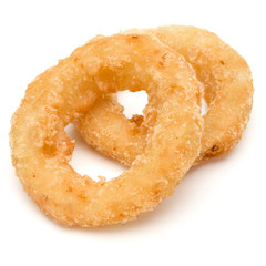 Crispy deep fried onion or Calamari ring isolated on white background
