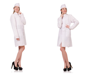 Young woman doctor isolated on white