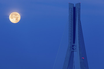 Super moon by Tadeusz Mazowiecki Bridge in Rzeszow