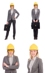 Woman architect isolated on white