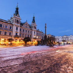 Fototapeta premium City Hall and Plague Column on Pernstynske Square in Pardubice