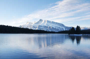Two Jack Lake in winter near Banff, Alberta