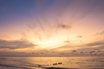 Beautiful sunset over the sea on a long exposure