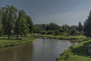 Fototapeta na wymiar Influence of rivers in Protivin town