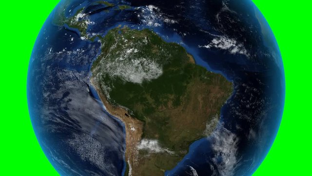 Peru. 3D Earth in space - zoom in on Peru outlined. Green screen background