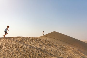 Kids having fun at desert