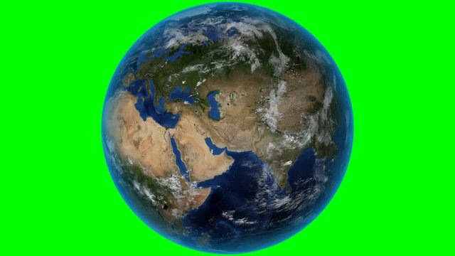 Poland. 3D Earth in space - zoom in on Poland outlined. Green screen background