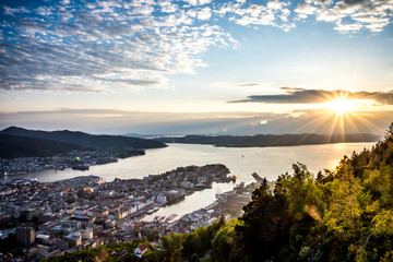 Bergen city view from mountain