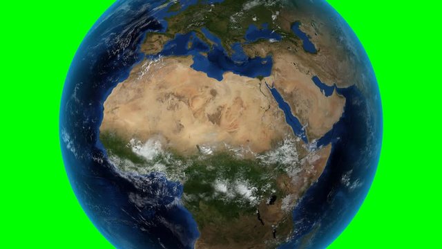 Qatar. 3D Earth in space - zoom in on Qatar outlined. Green screen background