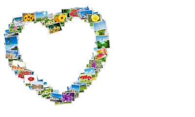 Heart shape made of nature photos