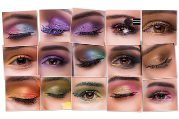 Collage of close up photos of eye make-up