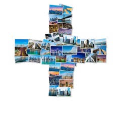 Naklejka premium Punctuation mark made of new york photos