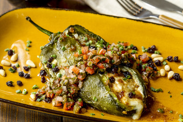 Stuffed Poblano Peppers and Salsa