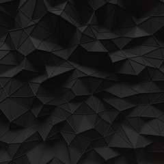 abstract black low poly background structure pattern 3d render. blank empty backdrop with copy space technology modern future business style concept.