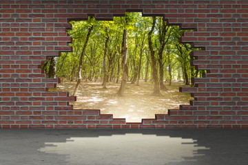 Fototapety  Koncepcja wakacji z murem z cegły