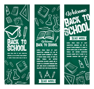 Back to School vector banners set