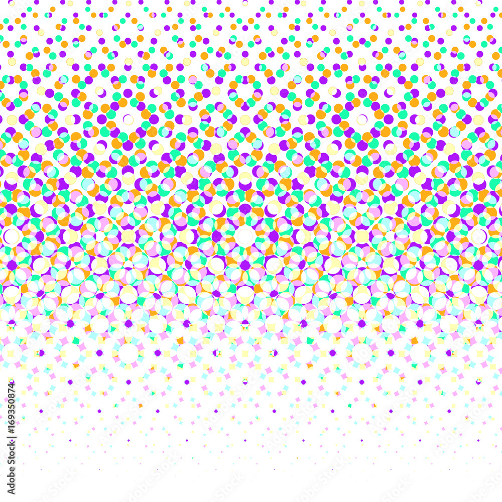 Poster vector geometric halftone background. backdrop with circle shapes different color overlaping. minima