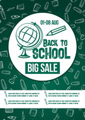 Back to School vector chalkboard sale poster