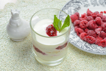 Raspberry cream dessert