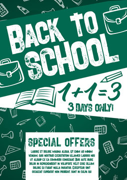 Back to School vector chalkboard sale offer poster