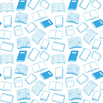 Seamless vector pattern with hand drawn books