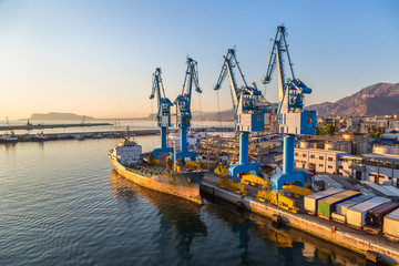 Port cargo cranes in Palermo