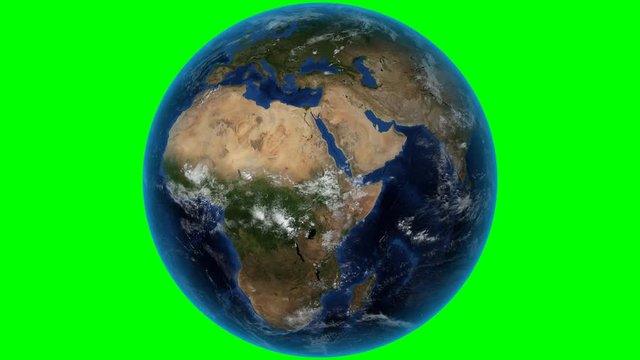 Sierra Leone. 3D Earth in space - zoom in on Sierra Leone outlined. Green screen background
