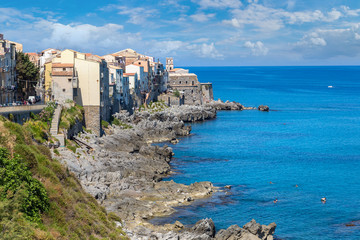 Fototapeta na wymiar Coast of Cefalu in Sicily, Italy