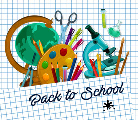 Back to School vector checkered page poster