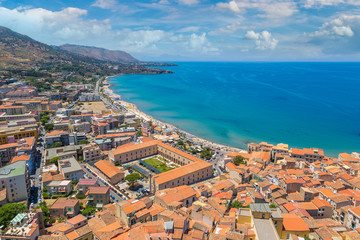 Naklejka na ściany i meble Aerial view of Cefalu in Sicily, Italy