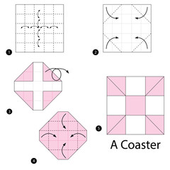 step by step instructions how to make origami A Coaster