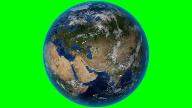 Slovakia. 3D Earth in space - zoom in on Slovakia outlined. Green screen background