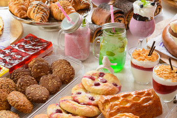 Table with confectionery sweets