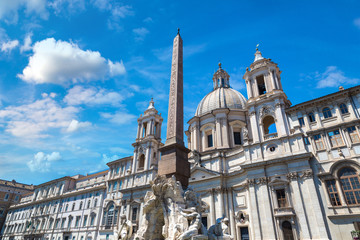 Fototapeta na wymiar Fountain of the Four Rivers in Rome
