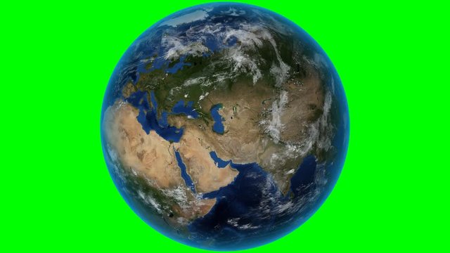 Slovenia. 3D Earth in space - zoom in on Slovenia outlined. Green screen background