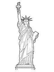 Statue Of Liberty Vector Illustration Hand Drawn Cartoon Art