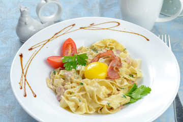 Spaghetti with Bacon and cheese
