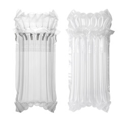 Inflatable plastic bag isolated on white. Can be used for packaging glass bottles and other fragile items.