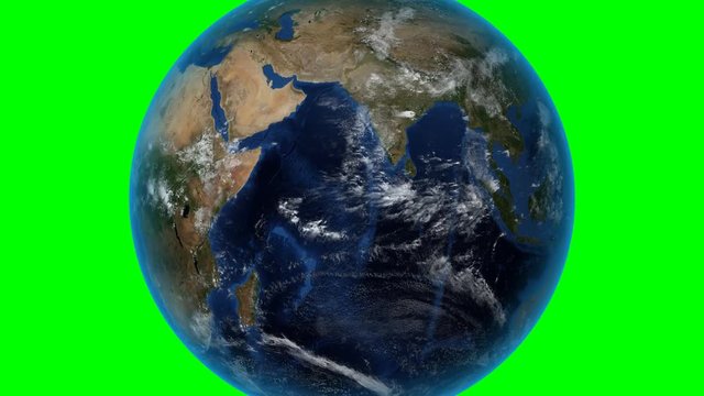 South Sudan. 3D Earth in space - zoom in on South Sudan outlined. Green screen background