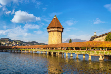 Famous Chapel bridge in Lucerne