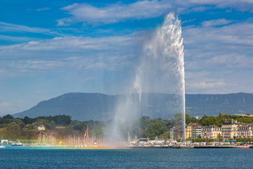 Geneva lake and Jet fountain in Geneva