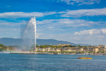 Geneva lake and Jet fountain in Geneva