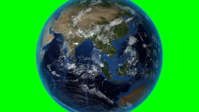 Sri Lanka. 3D Earth in space - zoom in on Sri Lanka outlined. Green screen background