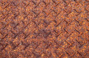 texture plate rust Background of steel plate floor in brown color with rusty iron. a reddish or yellowish-brown flaky coating of iron oxide that is formed on iron by oxidation.