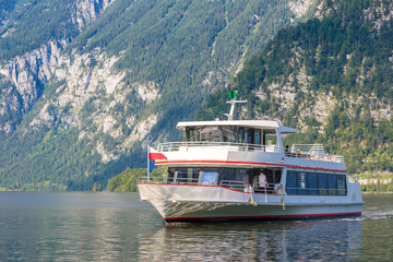 Ship on Hallstatt lake, Austria