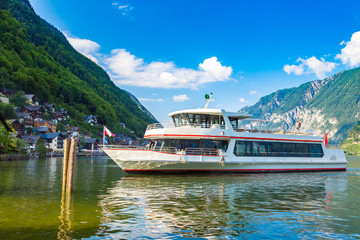 Ship on Hallstatt lake, Austria