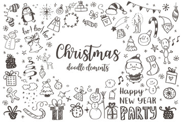 Big set of Christmas design element in doodle style © mariaaverburg