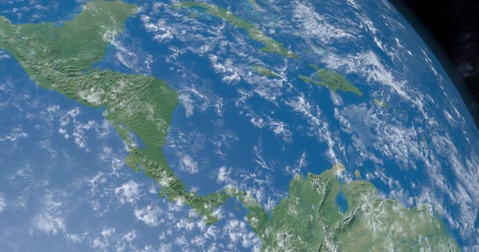 View of Caribbean sea in Central America in planet earth from a satellite in outer space